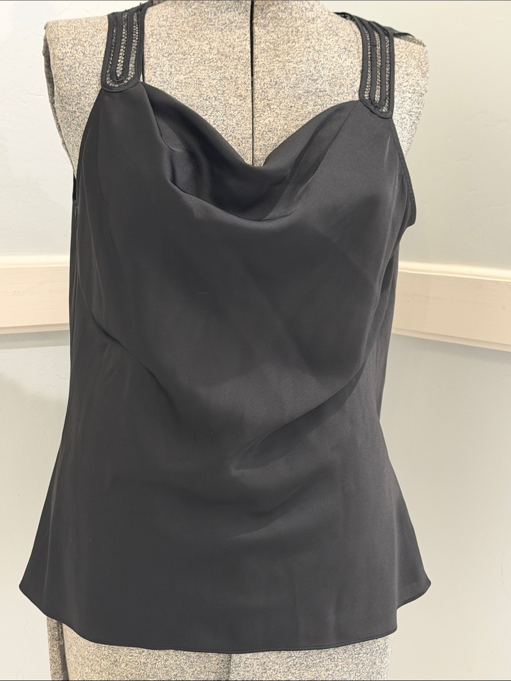 White House Black Market Black Lace-Trim Shell